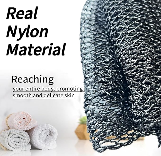 African Net Sponge Authentic, African Exfoliating Sponge Real African Net Black Owned, African Bath Sponge Back Scrubber, Body Exfoliator Shower Bath Accessories (Black)