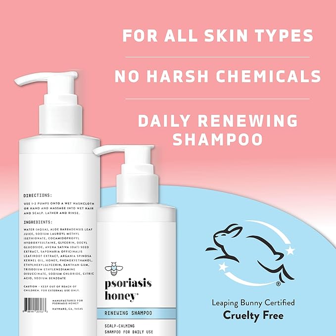 Renewing Shampoo - Itchy & Dry Scalp Treatment - Psoriasis Shampoo With Argan Oil for Women & Men - Scalp Psoriasis Relief - Daily Hair Shampoo for Kids (8oz)