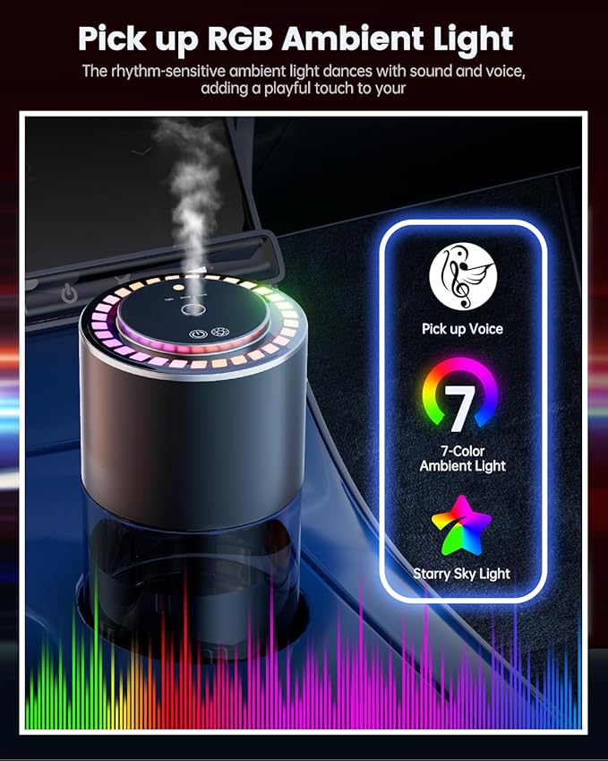5.6oz/160ml Large Capacity 2025 AI Car Air Freshener, Smart Car Electric Diffuser with Perfumes (Colognee), Essential Oil Diffuser Last 6 Months, Auto On/Off, 3 Mode Adjustable, BJ 579-2