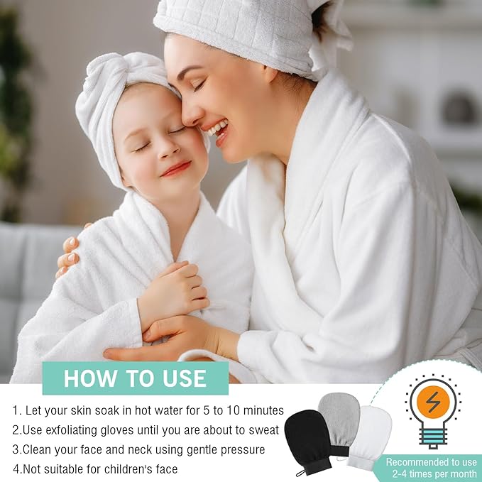 20 Pcs Exfoliating Glove Bulk Summer Exfoliator Mitt Body Scrubber 150d Viscose Fiber Deep Skin Korean Scrub Mitt for Spa Massage Dead Skin Remover for Men and Women(Black, White, Gray)