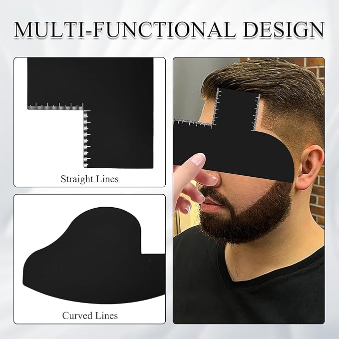 6 Pcs Enhancement Card for Barbers with Measurement Indicator, Reusable Beard Shaper and Hairline Shaping Tool to Clean Barber Accessories Color Spray Edge Line Up Tool (Black)