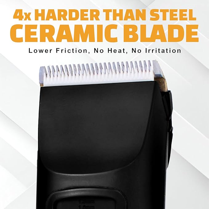 Brio Beardscape V2 Beard Trimmer for Men Professional with Low Friction Ceramic Blade, Cordless Professional Hair Trimmer for Barbers with 4 Hrs of Long Battery Timing, Ideal for Beard & Body (Black)