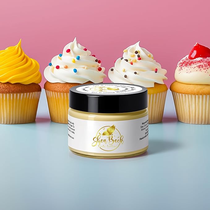 Body Butter Blend: Natural Shea, Cocoa, & Mango w/Jojoba Oil for Radiant Skin and Beard | Moisturizing (8 Oz, Cake Batter/Butter Cream)