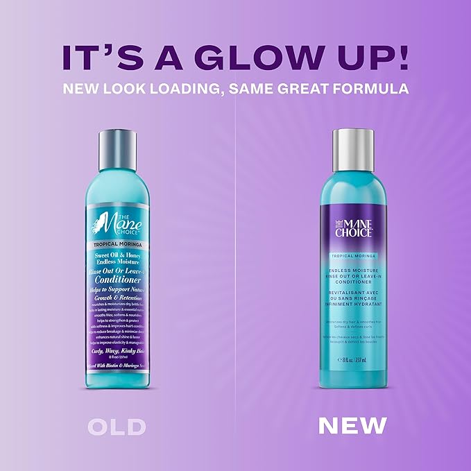 The Mane Choice Tropical Moringa Sweet Oil & Honey Endless Moisture Rinse Out or Leave In Conditioner, Detangles, Softens & Nourishes Dry, Brittle Hair, Helps Reduce Breakage & Smooth Frizz, 8 Oz