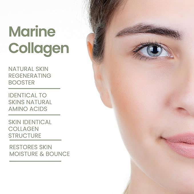 Collagen Peptide Serum for Face, Daily Firming, Lifting and Wrinkle Reducing Facial Serum with Marine Derived Collagen and Hyaluronic Acid 1 oz