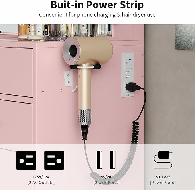 11 Drawers Makeup Vanity with Charging Station, Vanity Desk with 13 LED Bulbs and HD Mirror, 3 Color Brightness Adjustable, Glass Top Vanity Set for Bedroom, Pink