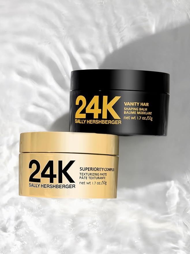 Sally Hershberger 24K Hair Texturizing Paste for Men & Women - Premium High Shine Pomade - All Day Hold - Hydrating & Volumizing - For Styling & Finish with Golden Pearl, Mica - All Hair Types - 1.7oz