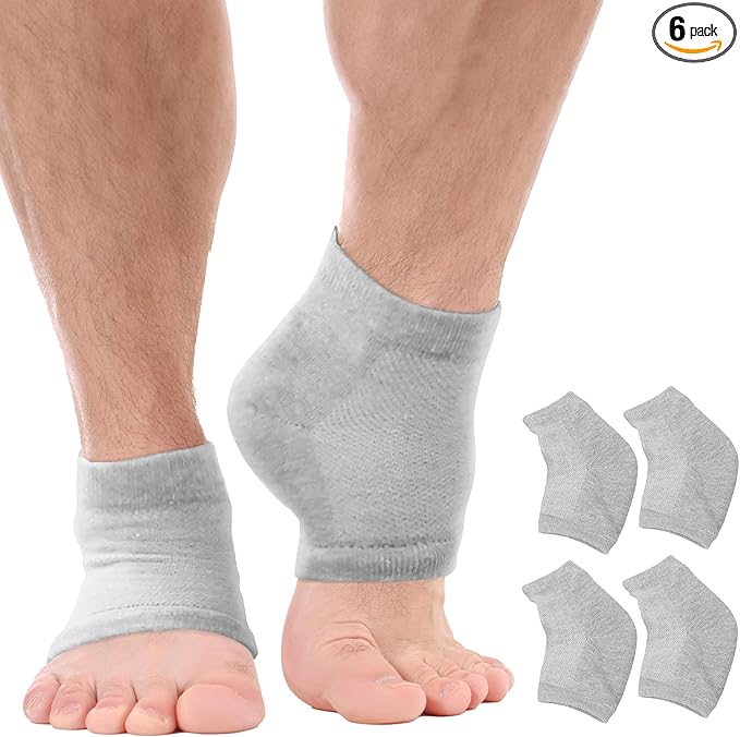 Moisturizing Socks for Men & Women | Aloe Vera Cracked Heel Treatment | Foot Callus Remover | Aloe Socks for Cracked Heels & Dry Feet | Lotion Infused Gel Heel Sleeves (Large - 2 Pairs)