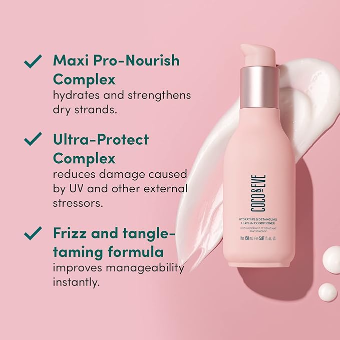Coco & Eve Hydrating & Detangling Leave-In Conditioner. Coconut, Avocado Oil, Vitamin A & E to Nourish, De-frizz, Detangle, Minimise Breakage & Split Ends. (5.07 fl oz)
