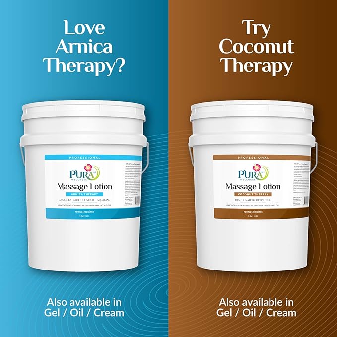 Wellness Professional Arnica Therapy 5 Gallon Massage Lotion, Lotion for Bruising, Olive Oil, Arnica Extract, Unscented, Hypoallergenic, Natural, Skin Moisturizing and Hydrating, Deep Tissue