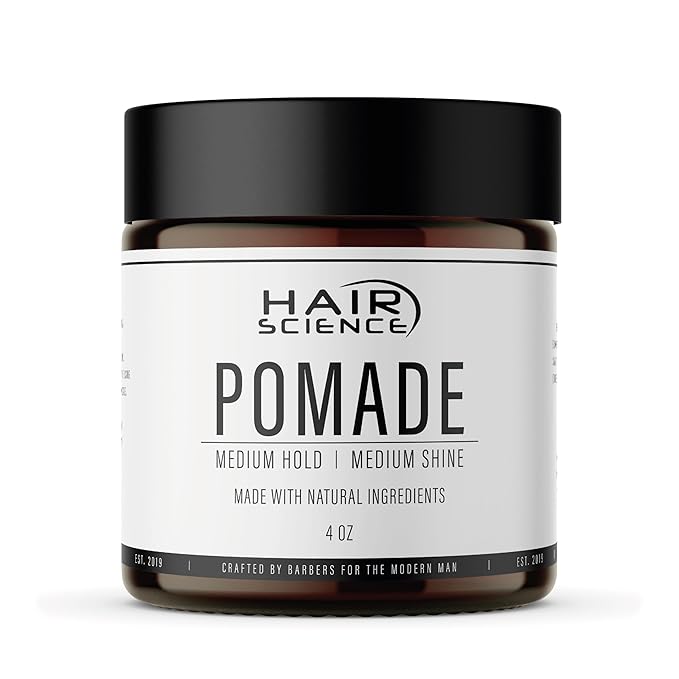 Hair Science - Premium, Organic, Water-Based Pomade for Men & Women, Medium Hold, Natural Shine, Professional Barber Formulation, Perfect for Curly, Wavy, & Short Hair Styling, Eucalyptus Scent (4 Oz)