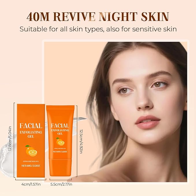 Facial Exfoliating Gel, 2025 New Orange Exfoliating Gel Scrub for Face and Body, Orange Peeling Glue Remove Blackheads & Moisturize Skin for All Types Skin (A-1Pcs, One Size)