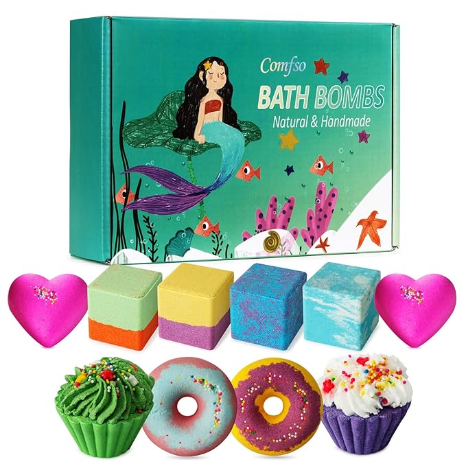 10 Bath Bombs for Kids, Bath Bomb Gift Set, Girls Bubble Bath Natural Bathbombs, Shea Butter Dry Skin Moisturize, Fizzy Spa for Her Mom Women Kid, Birthday Gifts