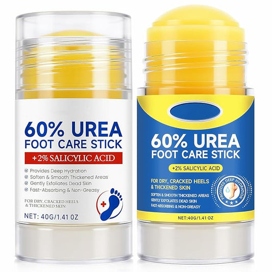 2 Pcs 60% Urea with 2% Salicylic Acid Foot Care Stick, Urea Foot Cream for Cracked Feet, Repairs Dry Rough Heels Fast, Foot Lotion Moisturizer for Dead Skin, Hydrating Heel Balm