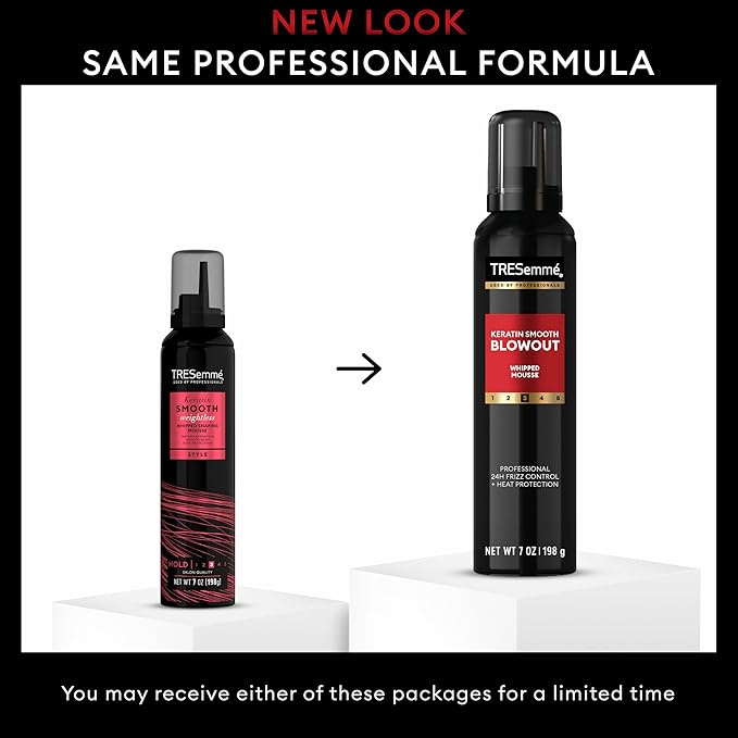 TRESemmé Whipped Shaping Mousse Keratin Smooth for Instant Hydration, Weightless, 7 Fl Oz