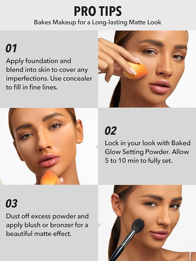 SHEGLAM Baked Glow Setting Powder Oil Control Loose Face Powder Translucent Pore-Less Flawless Smooths Fine Lines Glowy Powder - Translucent