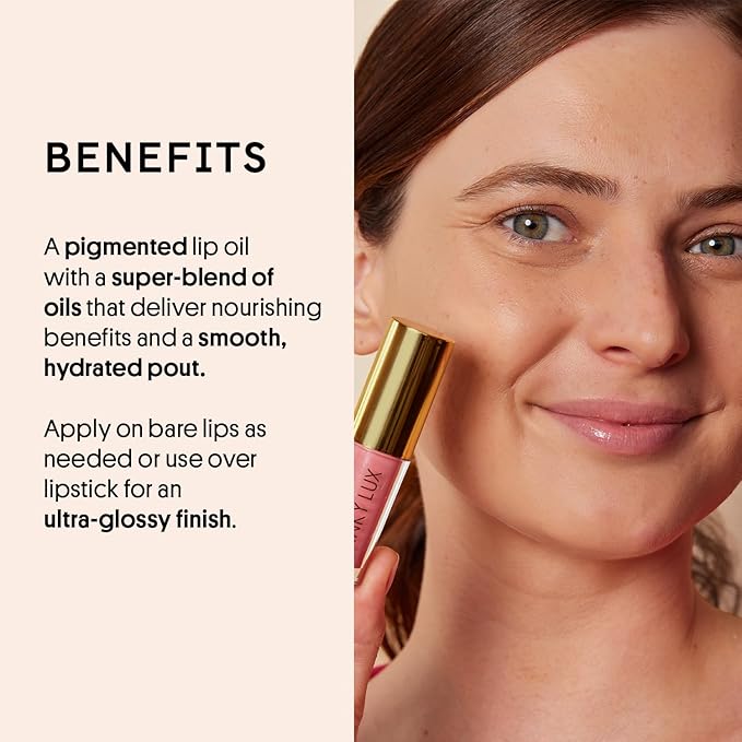 Winky Lux Passion Very There Lip Oil - Hydrating Baby Pink Tint with Jojoba Oil, Non-Sticky Glossy Lip Oil, Tinted Pink Gloss for Juicy Lips & Soft Vanilla Scent