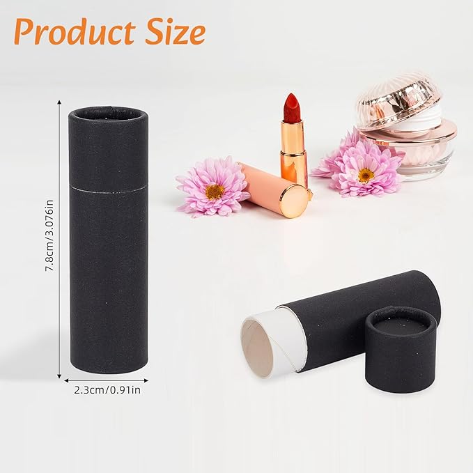 NICENEEDED 10 Pcs Kraft Paper Lipstick Tube, 0.6 Oz Paperboard Lip Balm Tubes, Cardboard Empty Deodorant Container Solid Perfume Tube Cosmetic Box for DIY Chapstick Deodorant Crayon