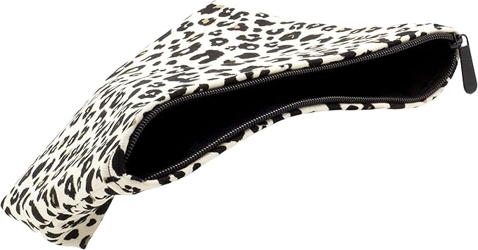 Makeup Bags for Purse Zipper Cosmetic Pouch Large Travel Canvas Make Up Organizer Tool Pouch for Women and Girls,Leopard Ivory