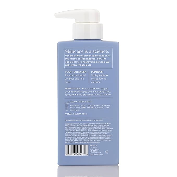 Medix 5.5 Exfoliating AHA Glycolic Acid Face & Body Wash Cleanser + Collagen Moisturizing Body Cream Lotion Skin Care 2PC Set | Alpha Hydroxy Acid & Lactic Acid Foaming Body Wash & Face Wash, 2-PC