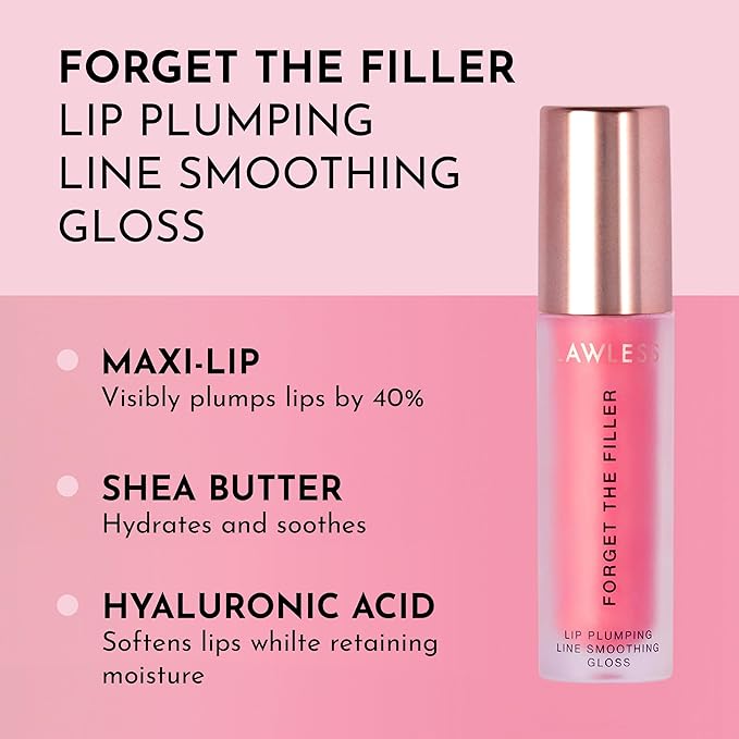 Lawless Forget the Filler Lip Plumping Line Smoothing Gloss - Sex Pot - Premium Volumizing Lip Gloss with Natural Ingredients Designed to Plump, Firm, and Hydrate Lips 0.11 oz