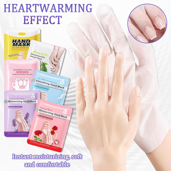 Hand Mask Moisturizing Gloves 6 Pack,Hydrating Hand Mask for Women,Soft Gloves for Dry Cracked Skin