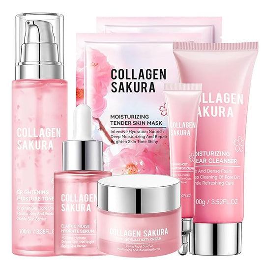 sakura skin routine kit for women - facial skin care sets & kits - skin care bundle - Moisturizing, ‌ firming skin, ‌ deep cleaning