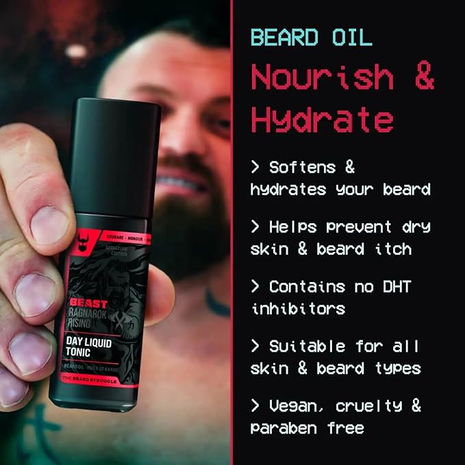 The Beard Struggle The Beast Line Beard Oil for Men Ragnarok Rising Eddie Hall Beast Line - Signature Edition - Day Liquid Tonic Beard Growth Oil - Beast Collection