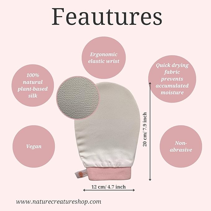 – Vegan Silk Exfoliating Glove (2pcs) for Face, Body, and Hands | Natural Body Scrubber for Dead Skin Removal | Exfoliating Mitt Eco-Friendly, Perfect for Spa, Bath, and Shower