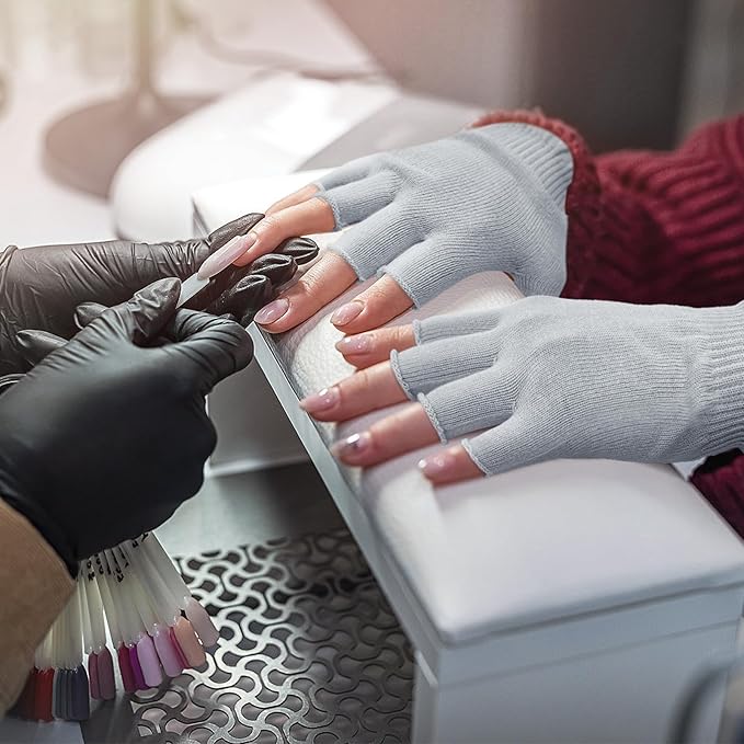 MIG4U Fingerless Moisturizing Gloves, Half Finger Touchscreen Beauty Glove for Eczema, SPA, Dry Hands, Skin Treatment, Summer Sun UV Protection (L/XL, Gray-1 Pair)