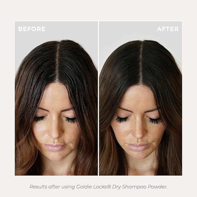 Goldie Locks Dry Shampoo Powder - Volumizing and Oil Absorbing - For Light and Dark Hair - Non-Aerosol, No Residue - Safe for Extensions & Color-Treated Hair - Protein-Free - 0.42 oz