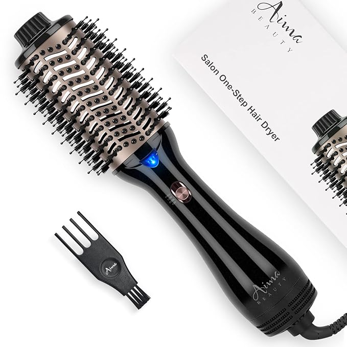 One Step Hair Dryer & Volumizing Hot Air Brush, Blow Dryer, Ceramic Straightener, Curler & Hot Comb 4 in 1 Salon Ionic Brush, Hair Styling Tools, Black