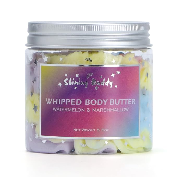 Whipped Rainbow Body Butter, Watermelon & Marshmallow, Fruity Scent, Infused with Fruit extracts, Non-Greasy,Creamy & Moisturizing Shea Butter,Nourishing Skincare for All Skin,5.6 oz