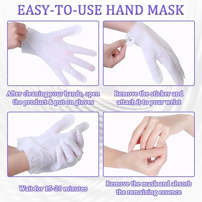 Hand Mask Moisturizing Gloves 6 Pack,Hydrating Hand Mask for Women,Soft Gloves for Dry Cracked Skin N