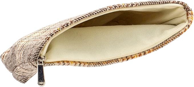 Makeup Bags for Purse Zipper Cosmetic Pouch Large Travel Canvas Make Up Organizer Tool Pouch for Women and Girls,Plaid Brown