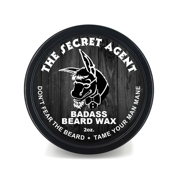 Badass Beard Care Beard Wax For Men - The Secret Agent, 2 oz - Softens Beard Hair, Leaves Your Beard Looking and Feeling More Dense