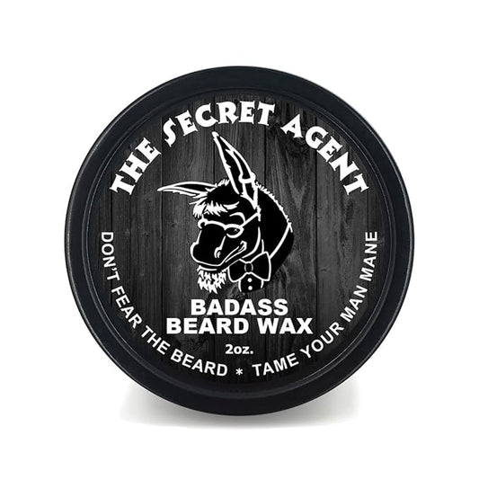 Badass Beard Care Beard Wax For Men - The Secret Agent, 2 oz - Softens Beard Hair, Leaves Your Beard Looking and Feeling More Dense