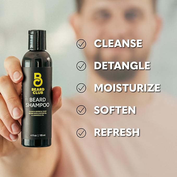 The Beard Club Premium Beard Kit for Men - Grooming & Care Kit - Cedar & Sandalwood Oil, Sandalwood Balm, Shampoo, Brush, Comb, Trimming Scissors, Straight Edge Razor - Dad Gift Set