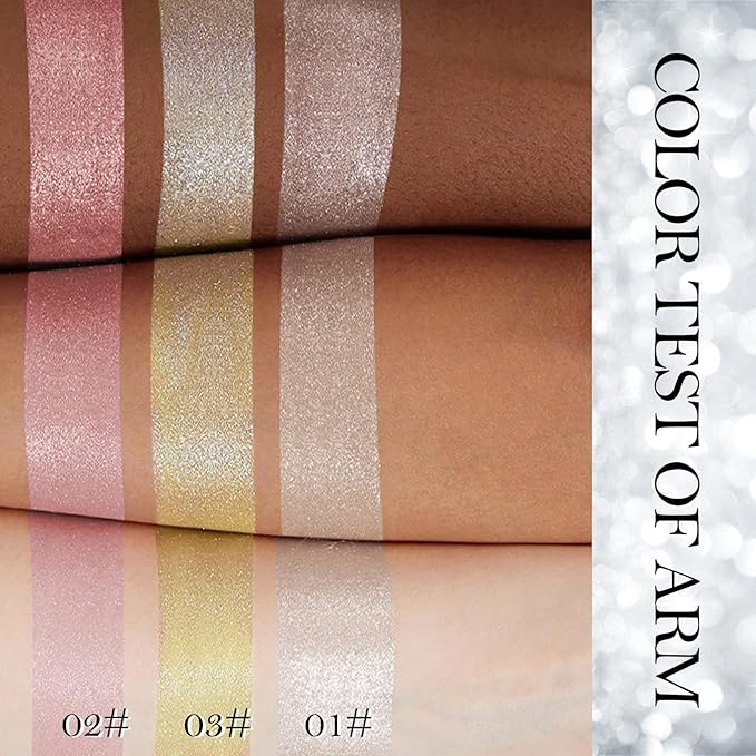 Erinde Champagne Gold Face Highlighter Makeup Palette, Shimmer Diamond Glitter Highlighter Powder for Face Body, Face Highlighters Makeup & luminizers Palette, Long-Lasting Lightweight, 03#