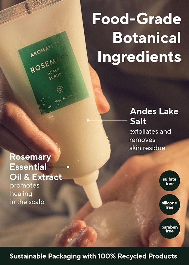 AROMATICA Rosemary Scalp Scrub 5.82oz / 165g, Scalp Treatment, Scalp Exfoliator with Salt Scrub for Oily Scalp, Dandruff, Build Up Remover