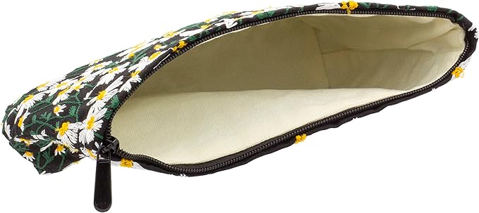 Makeup Bags for Purse Zipper Cosmetic Pouch Large Travel Canvas Make Up Organizer Tool Pouch for Women and Girls,Daisy Black