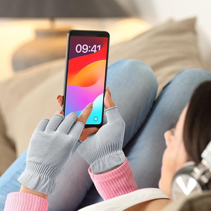 MIG4U Fingerless Moisturizing Gloves, Half Finger Touchscreen Beauty Glove for Eczema, SPA, Dry Hands, Skin Treatment, Summer Sun UV Protection (S/M, Gray-1pair)