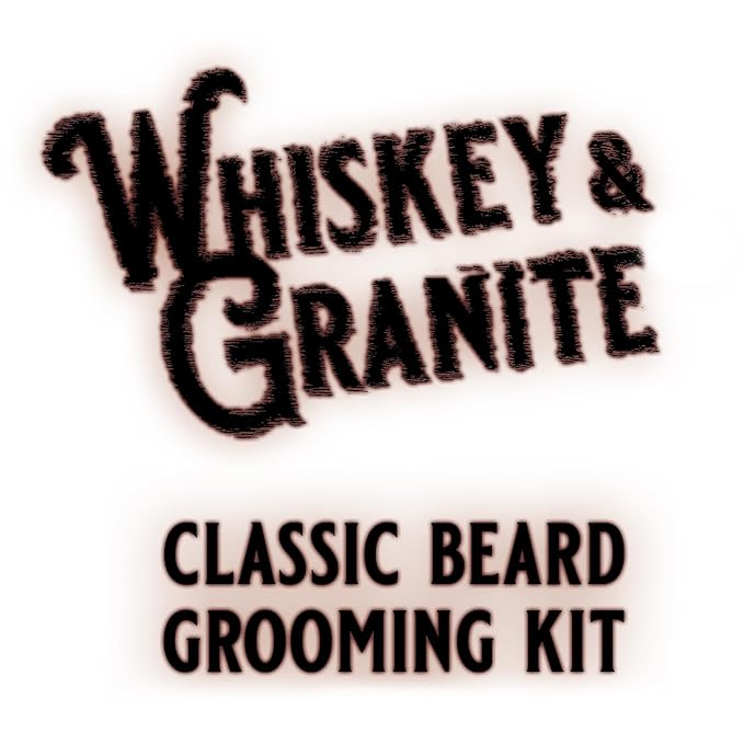 Whiskey & Granite Beard Kit for Men – 100% Natural Ingredients (Fresh Mint). Includes beard oil and balm, comb, brush, and scissors.