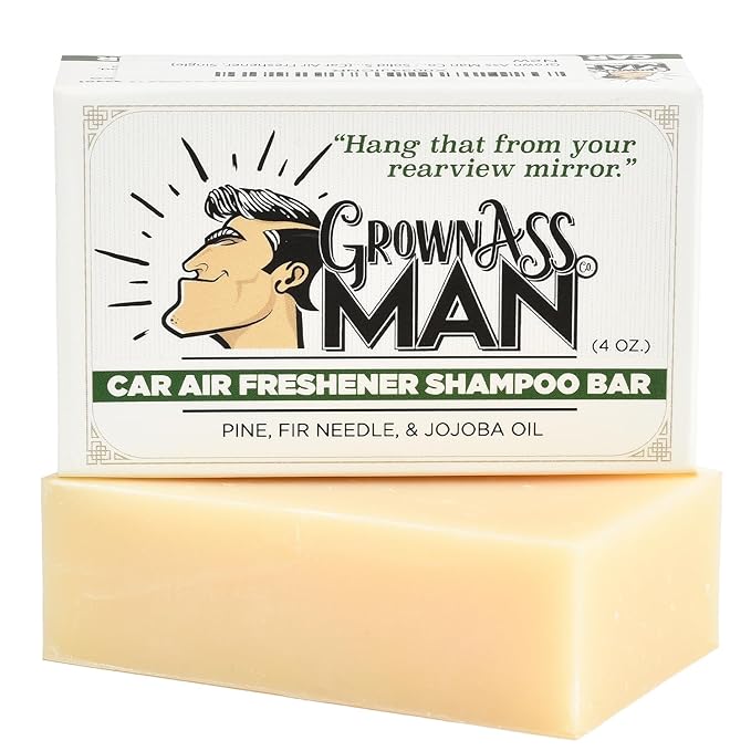 Solid Shampoo Bar Rich Lather 3 in 1: Hair, Beard & Body Wash - Plastic Free & Eco-Friendly, Natural & Organic for All Hair Types, 4oz Bar (Car Air Freshener, Single)