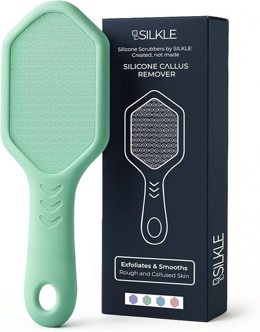Silicone Foot Callus Remover - Nano Glass Foot File for Dead Skin and Cracked Heels - Callus Remover for Feet & Hard Skin - Ergonomic Foot Scrubber & Exfoliator for Soft, Smooth Feet - Green