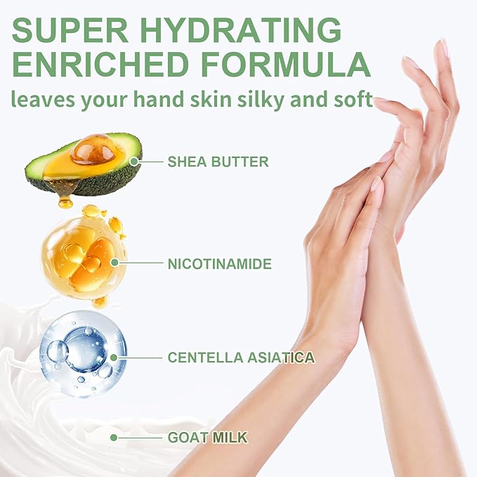 Moisturizing Hand Mask with Shea Butter and Goat Milk, Hydrating Hand Masks for Dry Cracked Hands, Dry Skin Moisturizer for Soft and Smooth Touch Hands - Men Women - 5 Pairs
