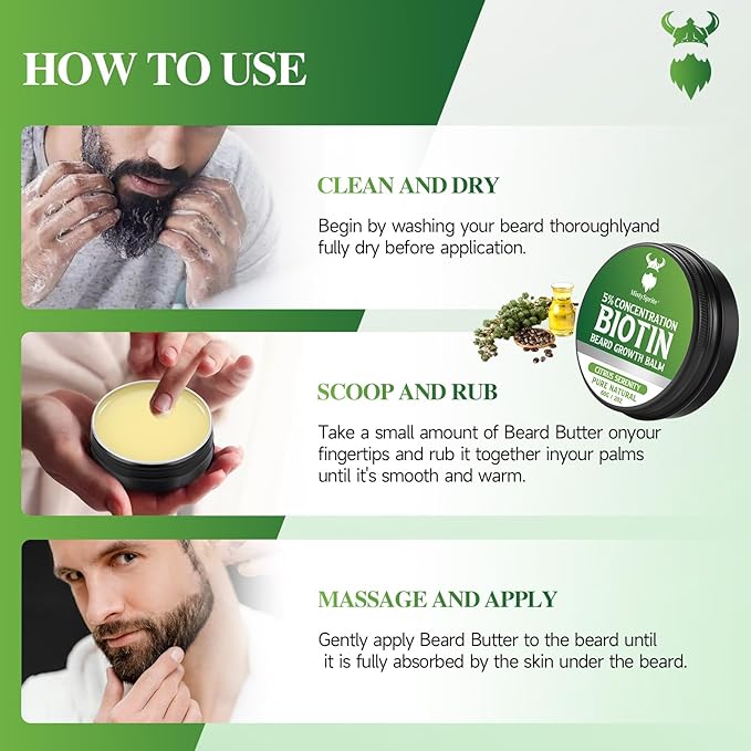 5% Concentration Biotin Beard Balm for Men & Conditioning Beard Wax - Made with Castor Oil Natural and Organic Ingredients - Hydrates & Thickens Facial Hair Growth- 2 Ounce Tin (Citrus Serenity