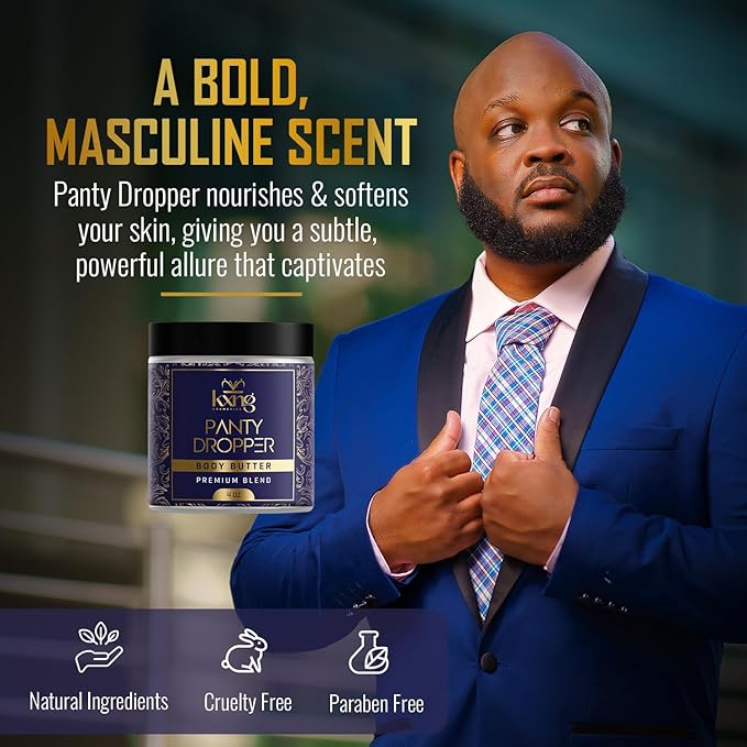 KXNG Cosmetics, Body Butter, Organic Skin Care for Men and Women, Body Moisturizer Lotions and Creams, Raw Shea Butter, Cocoa Butter, Mango, Coconut Oil, Hand, Foot, All Skin Types (Panty Dropper)