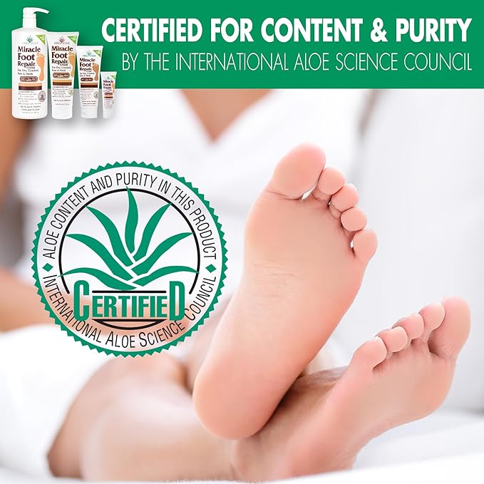 Miracle Foot Repair Cream (1 oz / 12 Pack) Repairs Dry Cracked Heels and Feet, 60% Pure Ultra Aloe Moisturizes, Softens, and Repairs