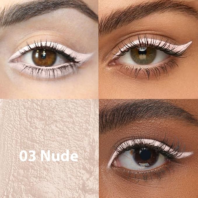 evpct 1Pcs Nude Color Gel Glitter Eyeliner Pencils Set for Women Waterline Waterproof Smudge Proof lapiz de ojos delineador de ojos contra el agua Eye Liner Makeup,03# Nude